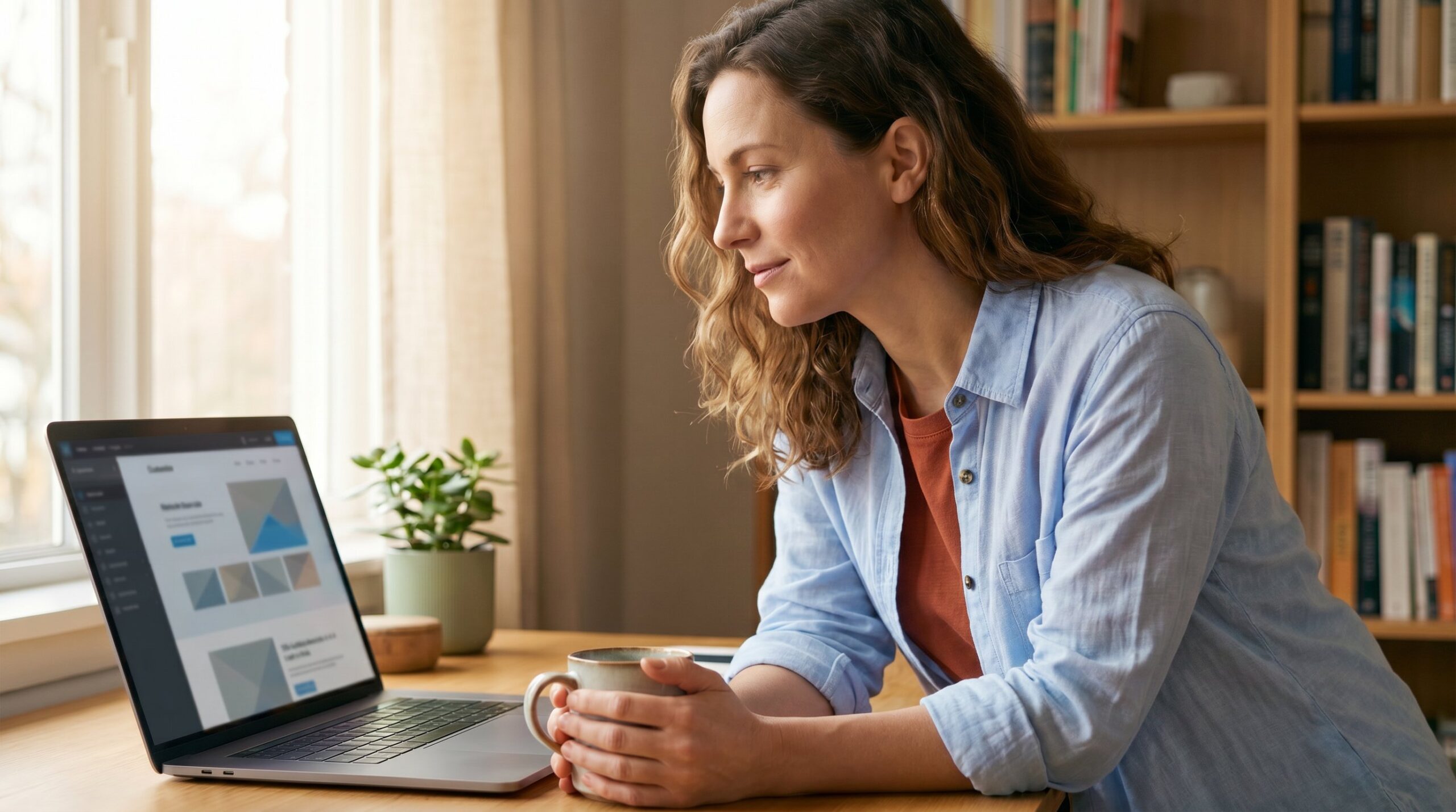 Small business owner using a website builder for non-technical users