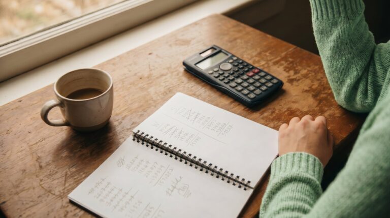 Wix vs Squarespace pricing hero image with calculator and notebook