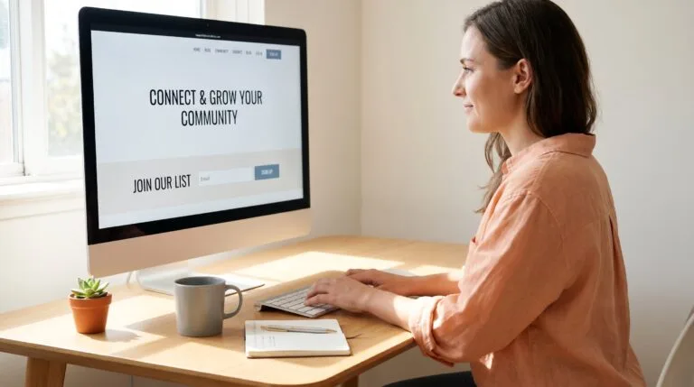 Connect website to email list — woman setting up email signup form